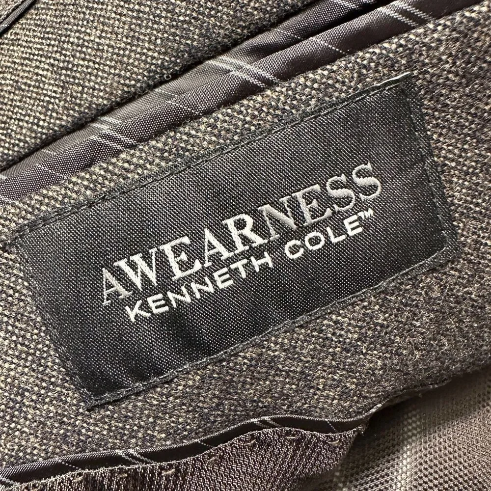 KENNETH COLE Mens Blazer 44L Sport Coat Two Button Suit Jacket Wool/Cotton